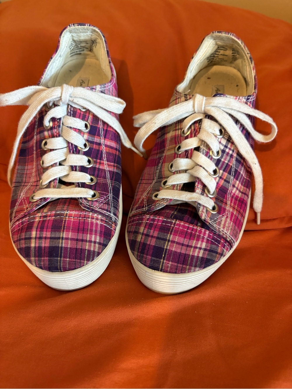 American Eagle Outfitters Pink Plaid Lace-Up Sneakers